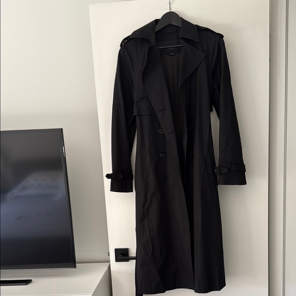 Classic Black Nylon Trench Coat by Classics by Worth